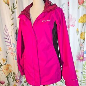 Columbia Water Resistant Rain Jacket Fuchsia Pink Windbreaker Women's Size Small